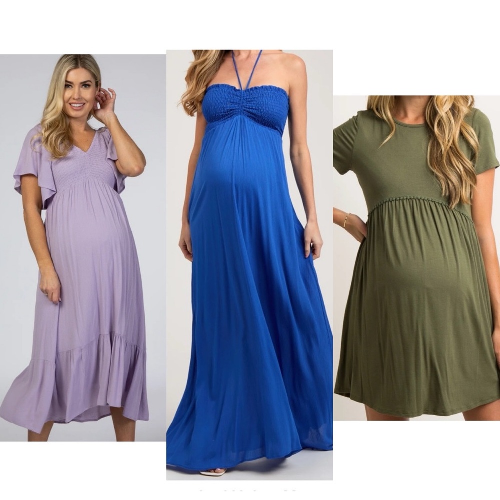 3 Pink Blush Maternity Dresses, S and M